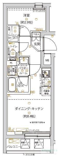SPコート千川(1DK/4階)の間取り写真
