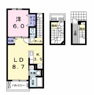 モジョ・コパン(1LDK/3階)の間取り写真