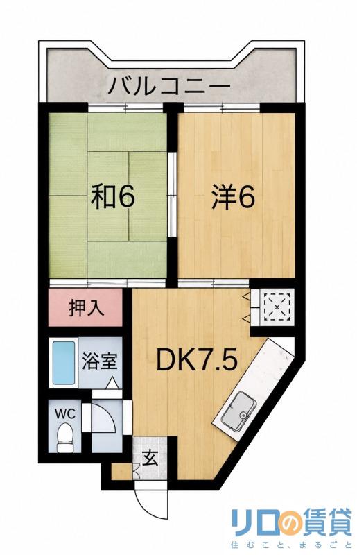 エクセル須賀の森(2DK/3階)の間取り写真