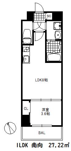 リヴィアスコウベラメール(1LDK/1階)の間取り写真
