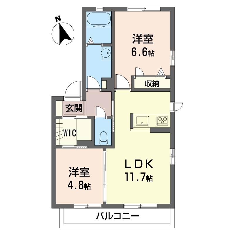 メゾン・フルール(2LDK/1階)の間取り写真