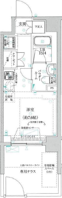 クラリッサ横浜アレッタ(ワンルーム/1階)の間取り写真