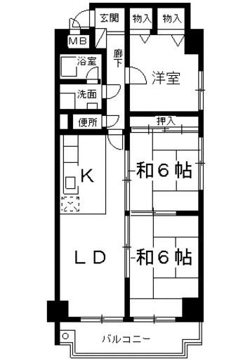 レジデンス泉(3LDK/7階)の間取り写真