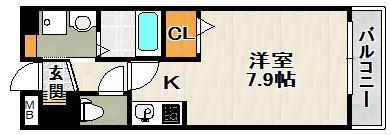 ラポールII(1K/1階)の間取り写真