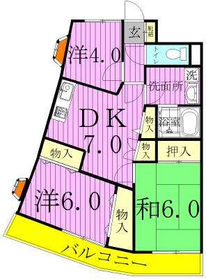 パークアベニュー(3DK/4階)の間取り写真