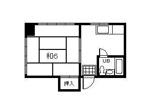 床次ビル(1K/3階)の間取り写真