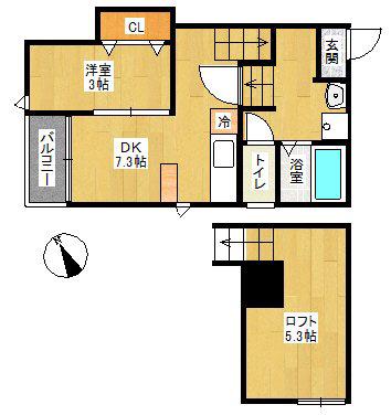 MAISON DE HAKOZAKI(1DK/1階)の間取り写真