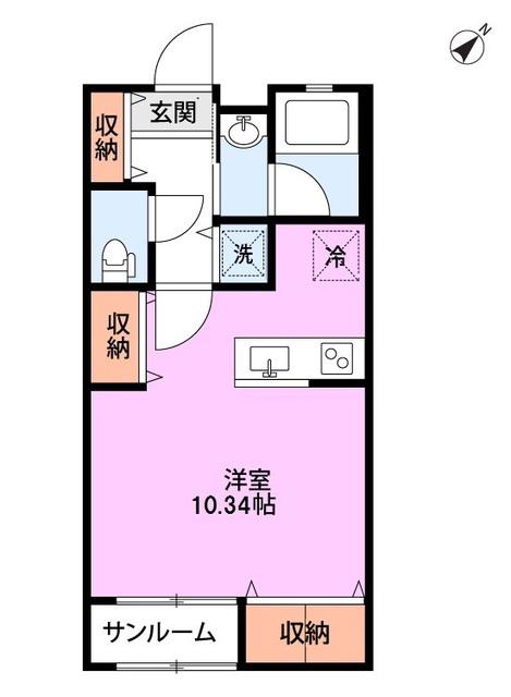 ミルズグランディール見附本町 C棟(ワンルーム/2階)の間取り写真