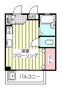 ヒノデハイツ(ワンルーム/3階)の間取り写真