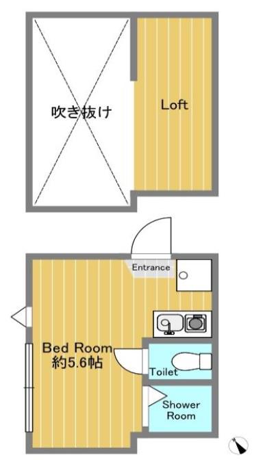 フェリスマルシェ(ワンルーム/2階)の間取り写真