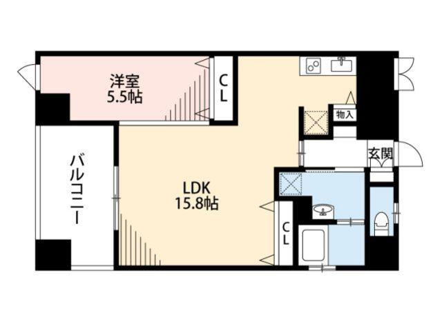 ロールベール博多駅前(1LDK/11階)の間取り写真