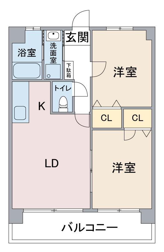 アーデルコート岩崎台(2LDK/2階)の間取り写真