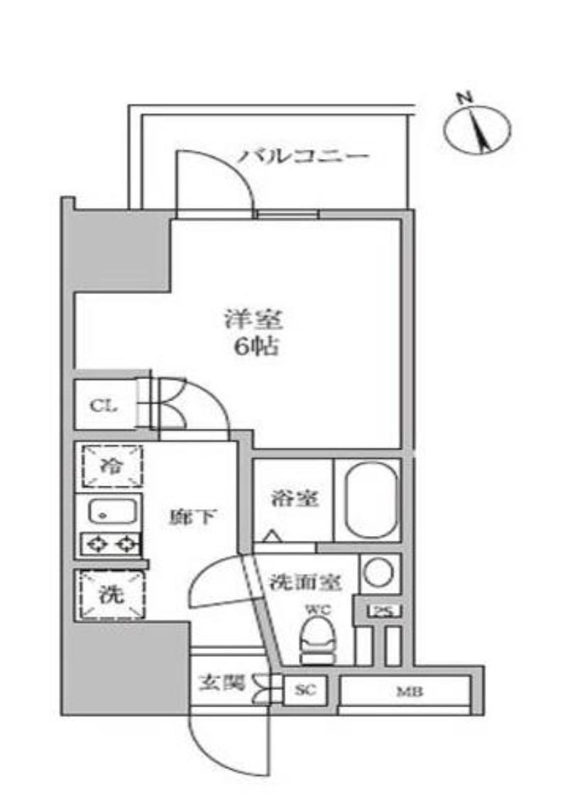 レジディア蒲田IV(1K/2階)の間取り写真