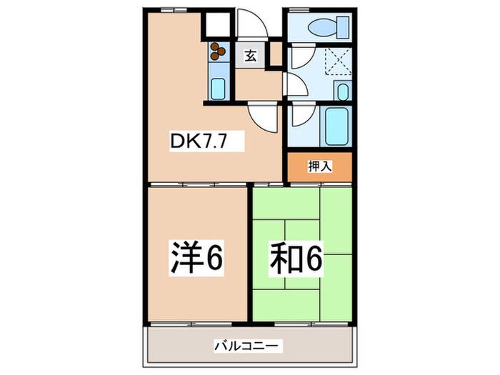 ベイシテイメゾン石川町(2DK/5階)の間取り写真