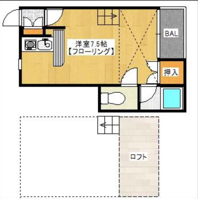 シティハイム光丘B(1K/2階)の間取り写真