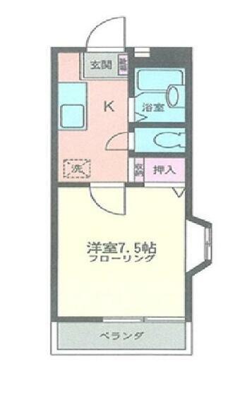 シティーコーポ(1K/2階)の間取り写真