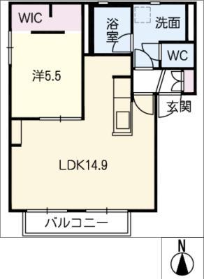 パークタウン岩崎台(1LDK/2階)の間取り写真