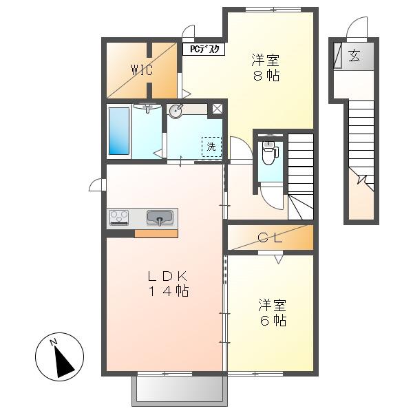 D-ROOM・SW(2LDK/2階)の間取り写真
