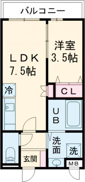 エレガンス藤井寺(1LDK/2階)の間取り写真