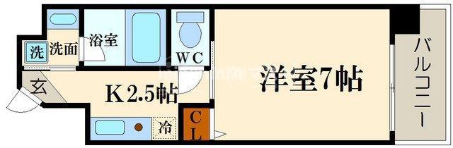 コンチネンタル難波東(1K/6階)の間取り写真