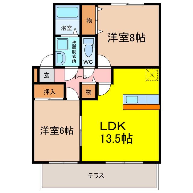 リゾートハイツ新生町(2LDK/1階)の間取り写真