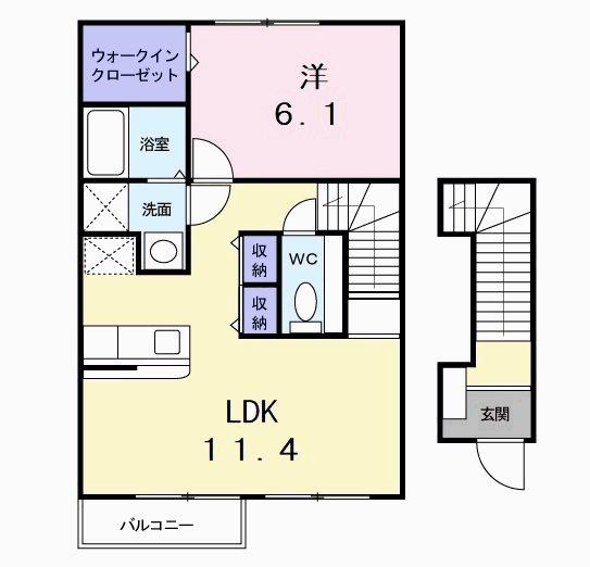 三好ヶ丘ハイツ(1LDK/2階)の間取り写真