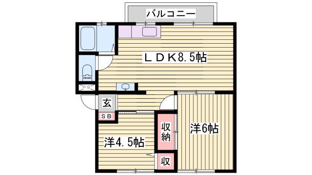 サンシティ中ノ町 N(2LDK/2階)の間取り写真