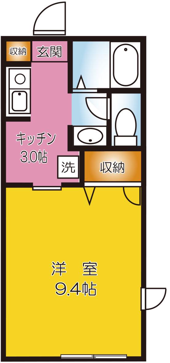 リヴェール B(1K/2階)の間取り写真