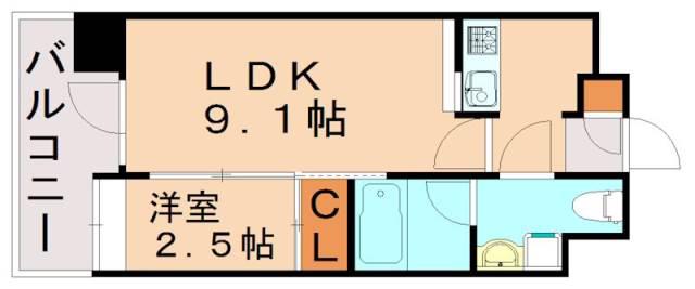 グランフォーレプライム天神東(2K/5階)の間取り写真