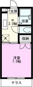 コスモス新松戸(1K/2階)の間取り写真