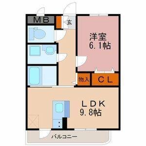 ロード&スカイ(1LDK/3階)の間取り写真