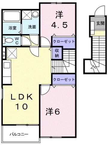 リーオ・グランデA(2LDK/2階)の間取り写真