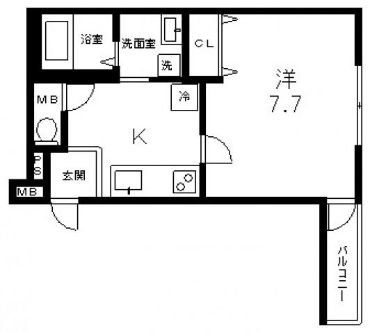 フジパレス桑津V番館(1K/1階)の間取り写真