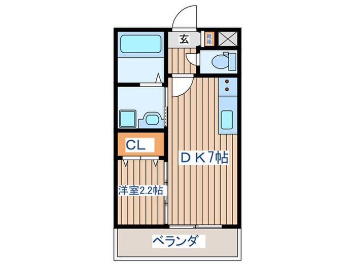 アルバ北仙台(1DK/1階)の間取り写真