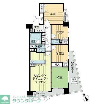 向ヶ丘遊園東ガーデンハウス弐番館(4LDK/3階)の間取り写真
