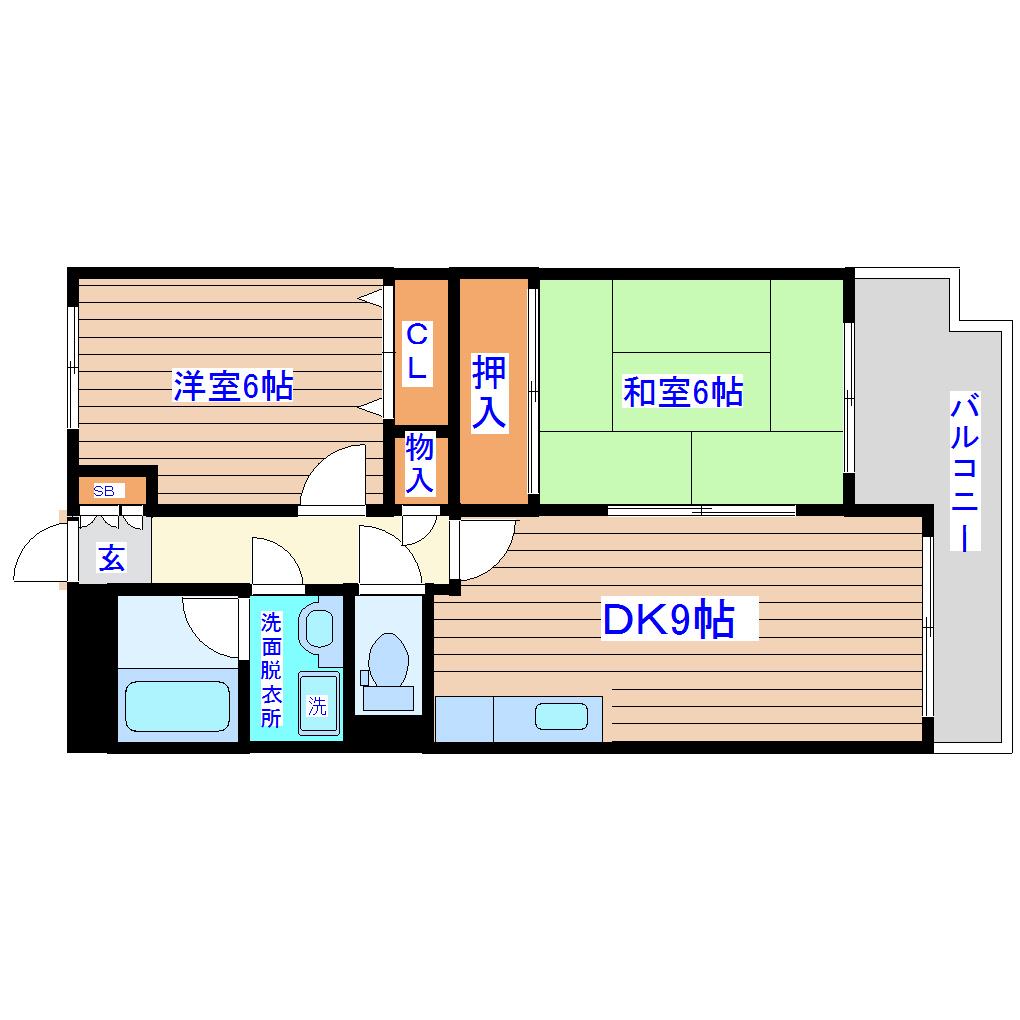 ボヌール荒井III(2LDK/6階)の間取り写真