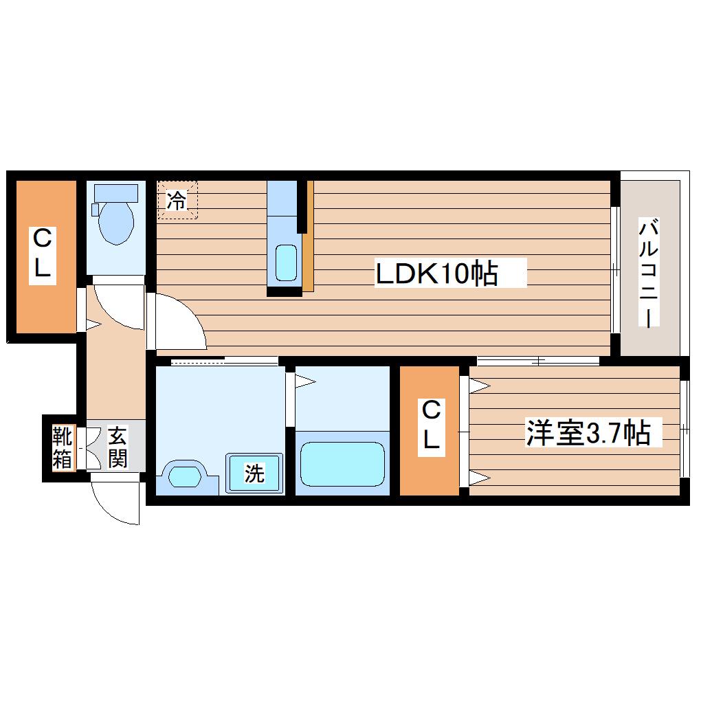 ロイヤルエレガンス新田(1LDK/1階)の間取り写真
