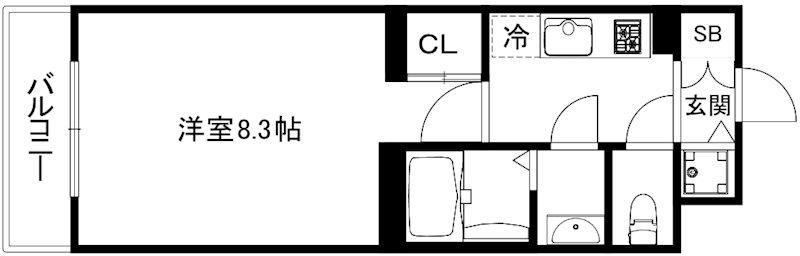 ソルテラス京都東寺HOMARE(1K/1階)の間取り写真