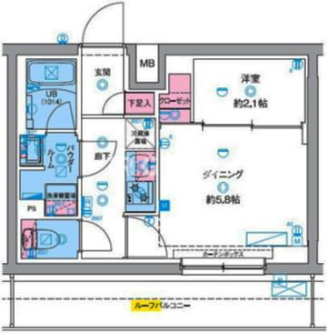 ジェノヴィア竹ノ塚(1DK/5階)の間取り写真