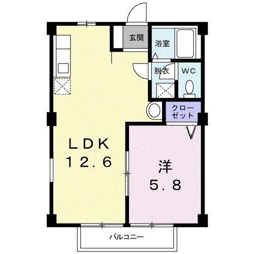 BELLE CITY司(1LDK/1階)の間取り写真