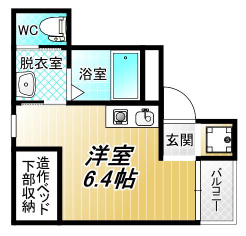 ジャルダン長瀬(ワンルーム/1階)の間取り写真
