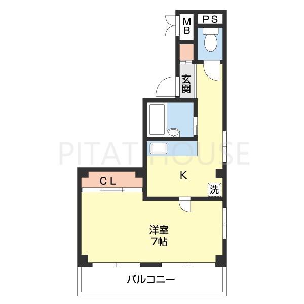 ヤマイチプラザ大新(1K/5階)の間取り写真