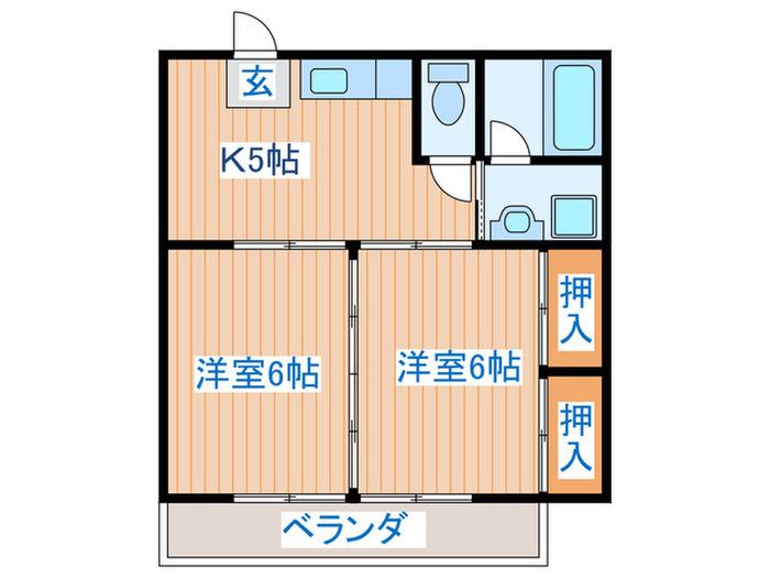 ビレッジハイツ(2K/1階)の間取り写真