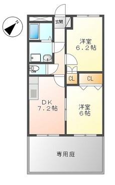 ジューエイハイツ(2DK/1階)の間取り写真