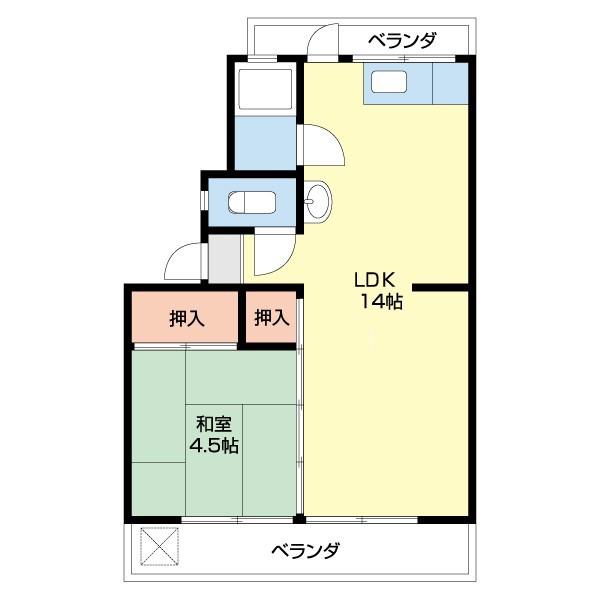 狐島ヒルズ(1LDK/1階)の間取り写真