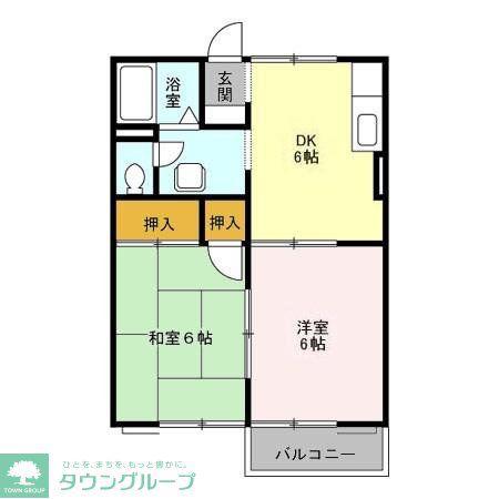 エスポワール 壱番館(2DK/1階)の間取り写真