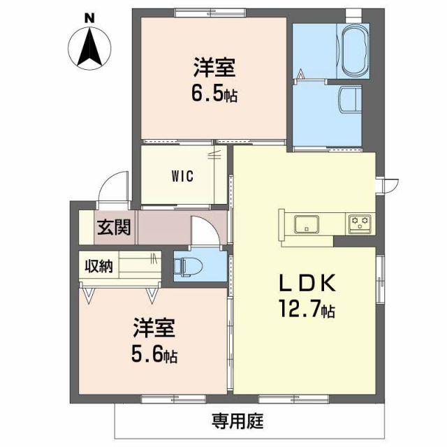 エタンリジェールB棟(2LDK/1階)の間取り写真