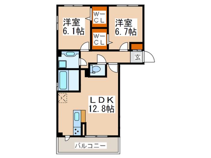 ウインドワード(2LDK/2階)の間取り写真