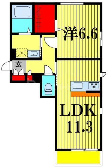 シャンブル南花島(1LDK/1階)の間取り写真