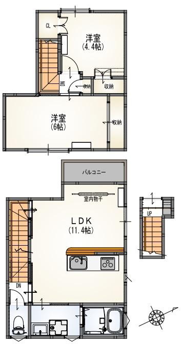 サンライズ三鷹台(2LDK/1階)の間取り写真